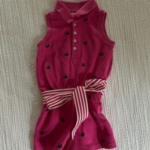 Pink and navy blue whale jumper